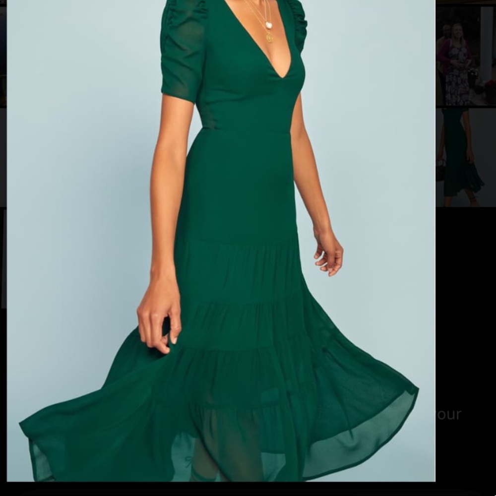 Reformation Cosa Midi Dress (emerald)